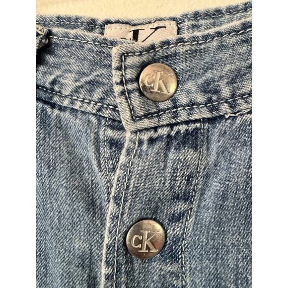 Calvin Klein Jeans Vintage Denim Snap Button Front Midi Skirt Womens Size 25 - Picture 6 of 9